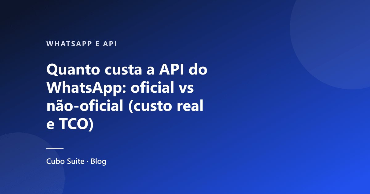 Quanto custa a API do WhatsApp: oficial vs não-oficial (custo real e TCO)